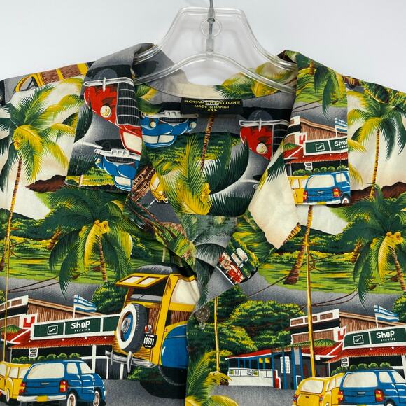Royal Creations Hawaiian Vintage Cars Men's Button down SS XXL - Picture 2 of 11
